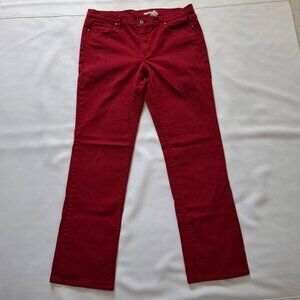 DKNY Red Burgundy Bootcut Jeans Sz 14 Zippered Grommet Pockets